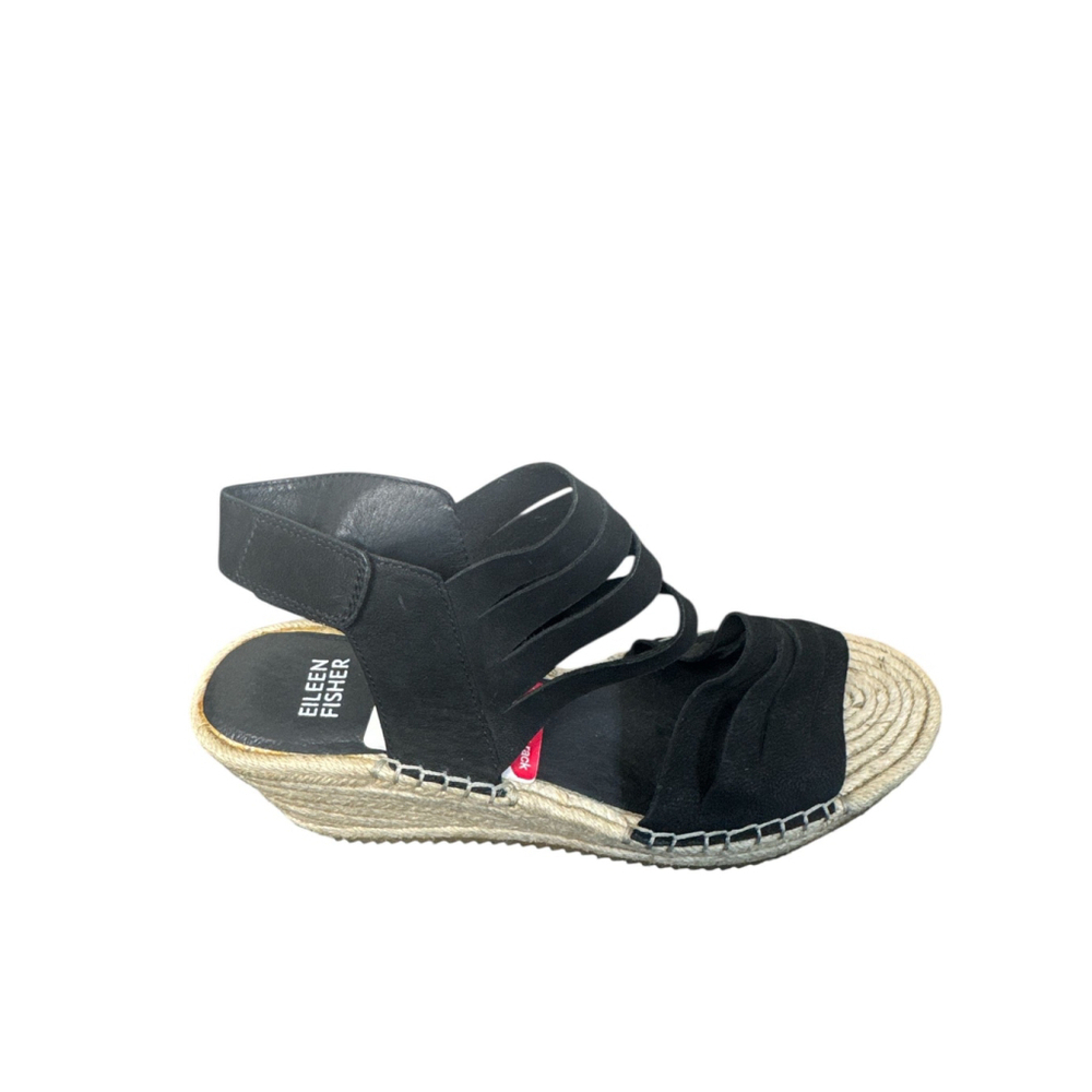 Eileen Fisher NWT Women's Largo Espadrille Wedge Sandal Black Size 9